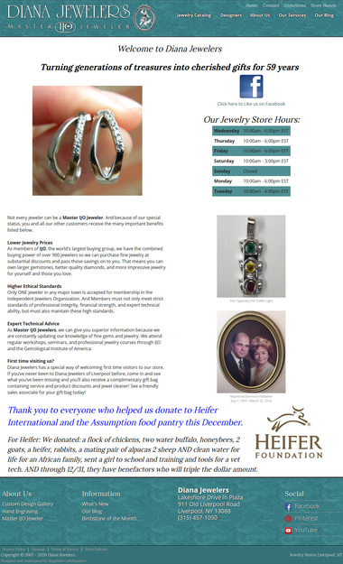 Example Jewelry Website Templates, Artemis Home Page