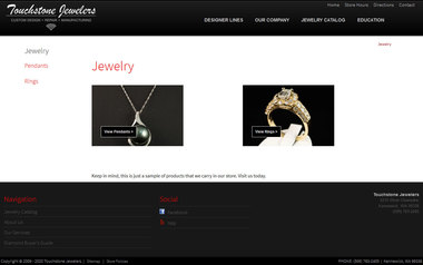 Completed example of the jewelry ecommerce page when using the Jasper jewellery website design templates