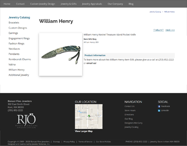 Example of how a jewelry web design company uses the Joy to build the jewelry product detail page